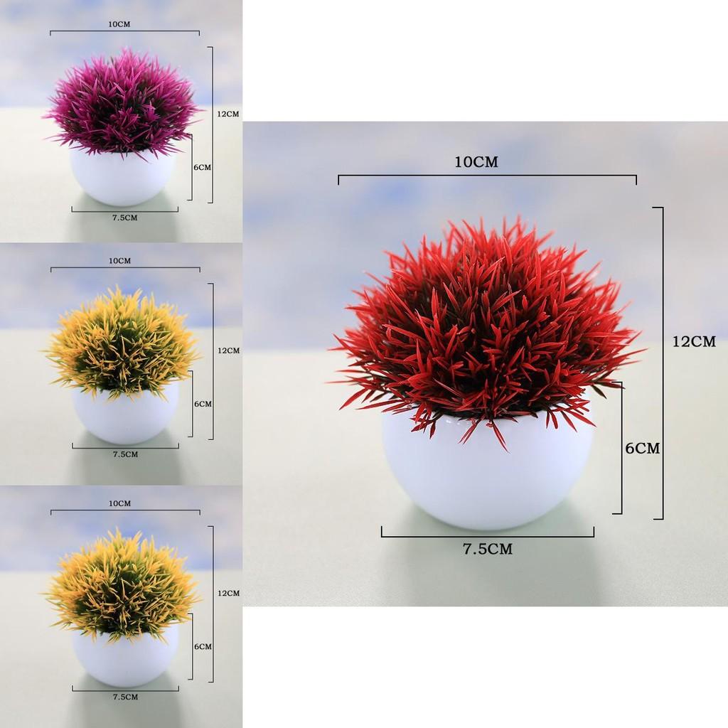 Faux Flower Ball Arrangement Small Potted Plant With Plastic Craft For Living Room Decor