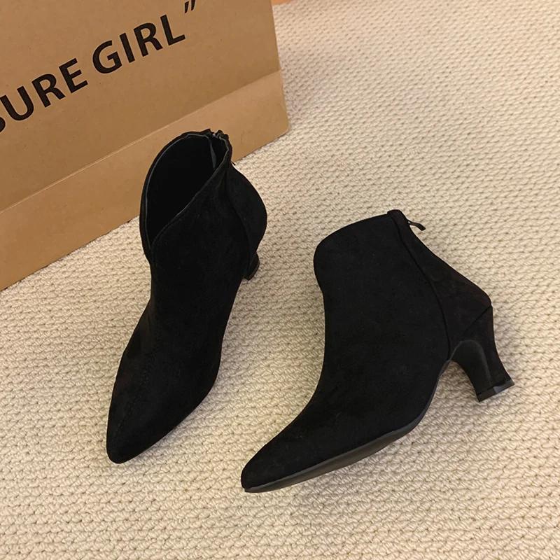 

2024 Горячая Распродажа Женская Обувь Ботильоны Женские Модные Застежка-Молния Сзади Офисные И Карьерные Сексуальные Туфли С Острым Носком Большие Размеры Для Женщин 42