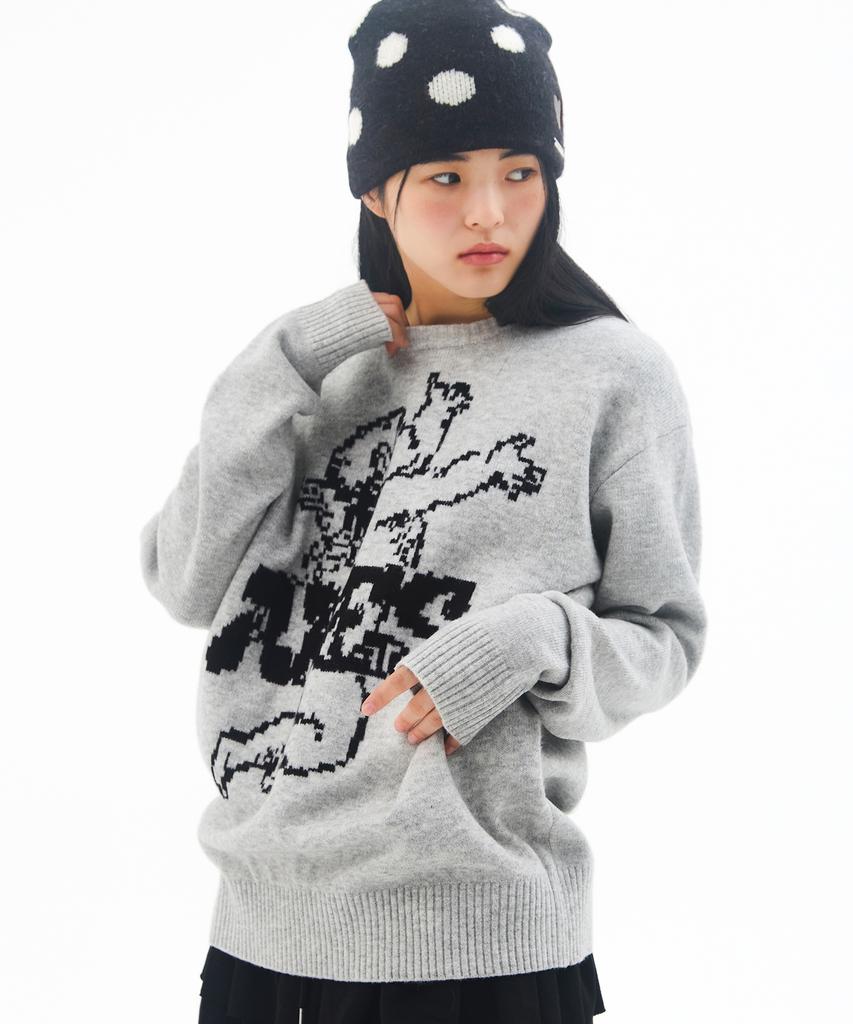 AMES-WORLDWIDE Angel Graphic Knit Gray