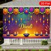 2D Diwali Marigold Diya Lamp Backdrop for Indian Festival Portrait Photoshoot