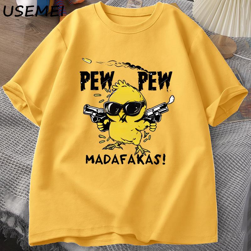 Pew Pew Madafakas Funny Graphic T Shirts Crazy Cat Printed T-shirt Casual Short Sleeve Adult Humor Tee Shirt