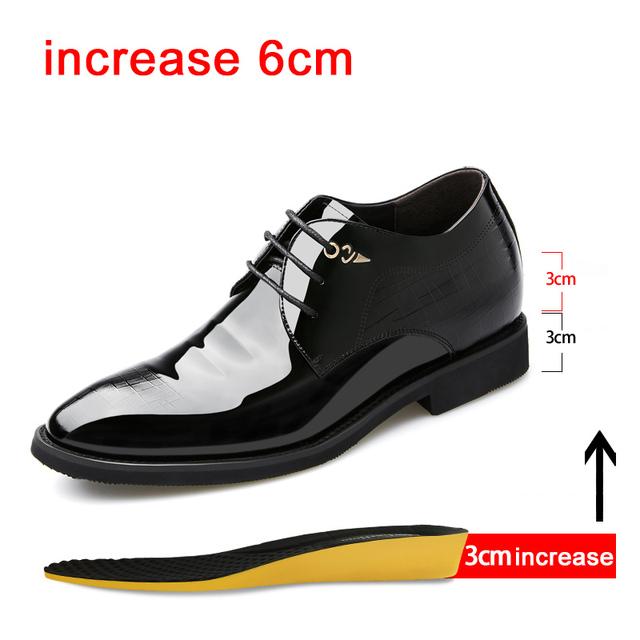 

New 3/6/8 Cm Elevator Men Dress Shoes Patent Leather Men Height Increase Formal Shoes Pointed Business Men Oxfords Suit Shoes 42