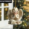 2D Flat Angel Wings Acrylic Ornaments with Golden Rope, Realistic Angle Pendant, Charm Rearview Mirror Hanging Decor,Prety Gifts for Family Friends