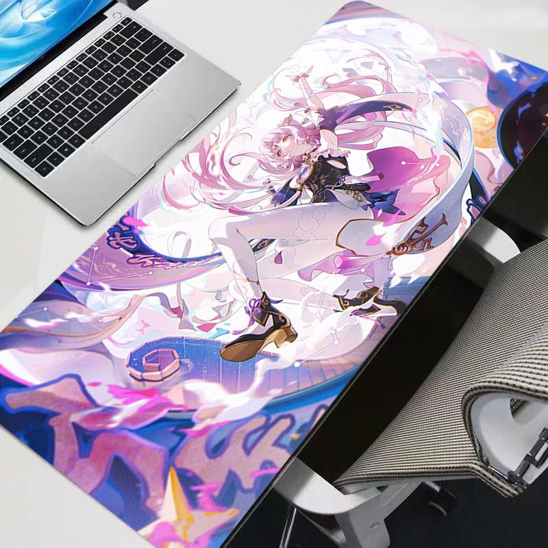 Large Gaming Mouse Pad Antislip Desk Mat Stitched Edges Stylish Aqua Fantasy Anime Print Smooth Surface for PC Laptop