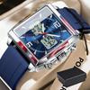Luxus Top Herrenuhr Elektronisch Quadratisch LED Wecker Chronograph Uhren Woche Datum Dualzeitanzeige Quarz Uhr