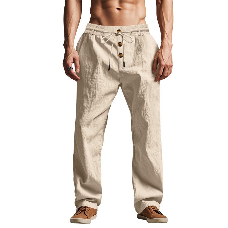 Men's Casual Pants Male Summer Breathable Trousers Solid Color High Quality Sweatpants Hawaiian Beach Sports Jogging Pants
