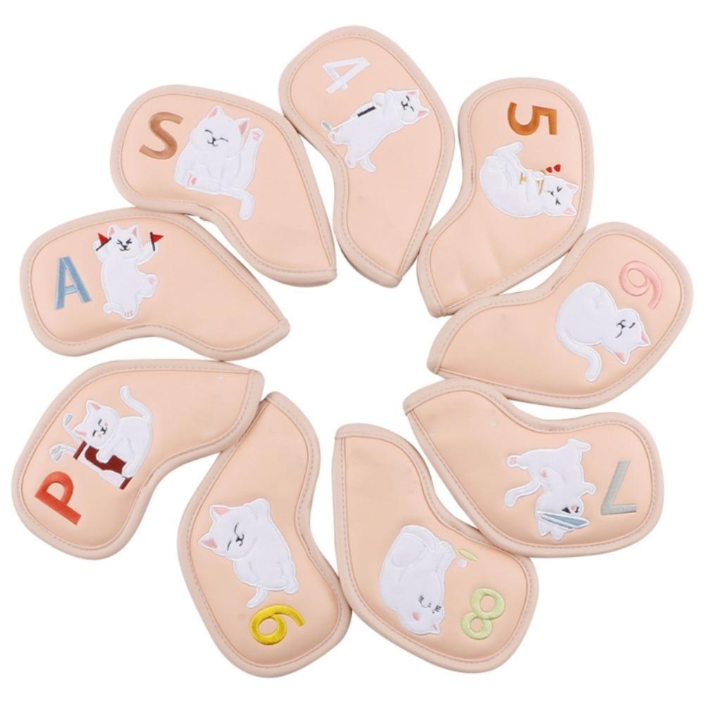 Cats Pattern Golf Iron Head Cover PU Leather Golf Club Covers Golf Head Protector  Golf Supplies