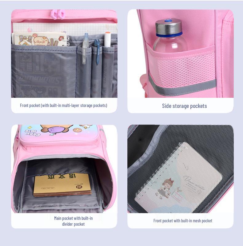 Capybara Cartoon Rucksack für Jungen & Mädchen der 1. & 2. Klasse – Schultasche für Kinder mit Weltraum-Thema