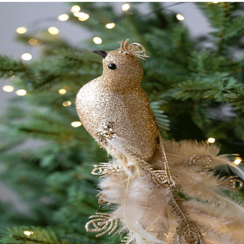 1Pc Of Peacock Christmas Ornaments Simulate The Atmosphere Of Glitch Peacock Branches And Branches Home Decor