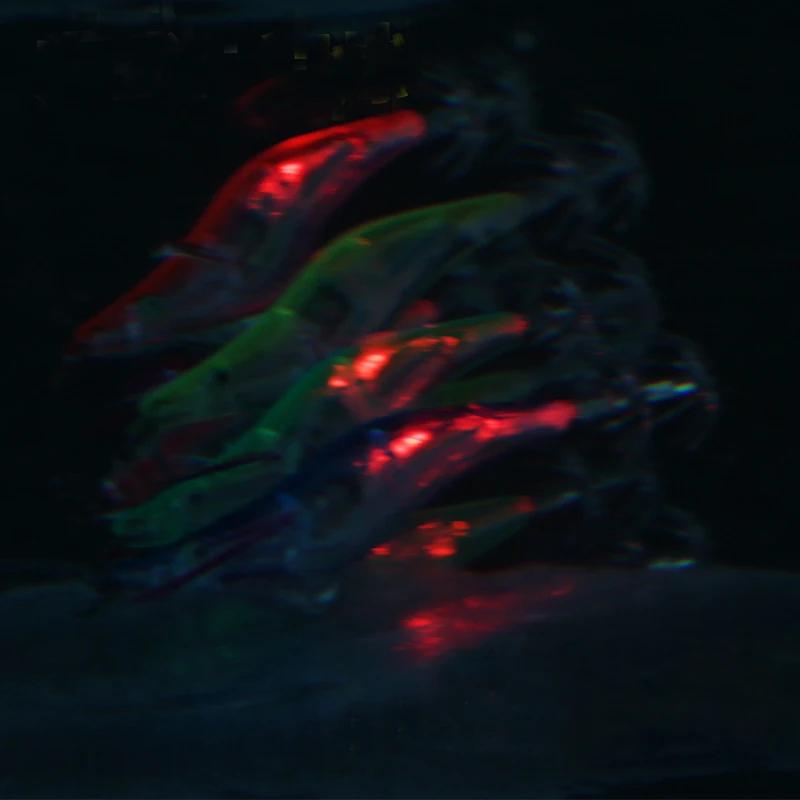 6Pcs LED Electronic Shrimp Lure with Squid Hook Jigging Hard Sea Fishing Lures Prawn Luminous Artificial Bait Tackle for Fish