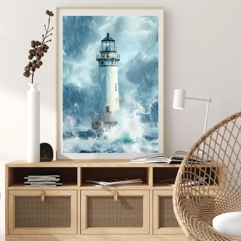 1pc Aesthetic Coastal Canvas Wall Art Seaside Beach Birds Fish House Decor Modern Ocean Waves Minimalist Print Vintage Poster
