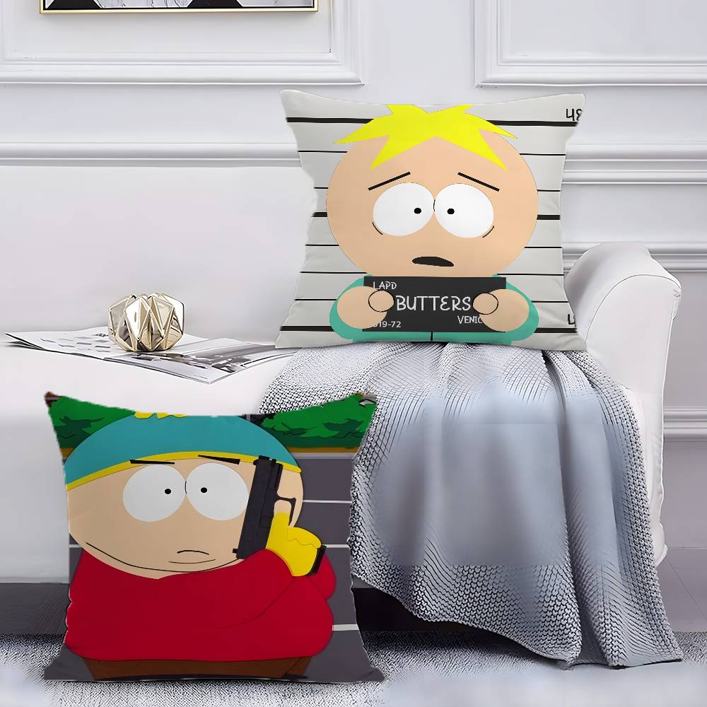 Cartoon Anime Funny South Park-P Pillow Case Anti-dustmite Pillowcase Invisible zipper silky short plush Sofa cushion cover