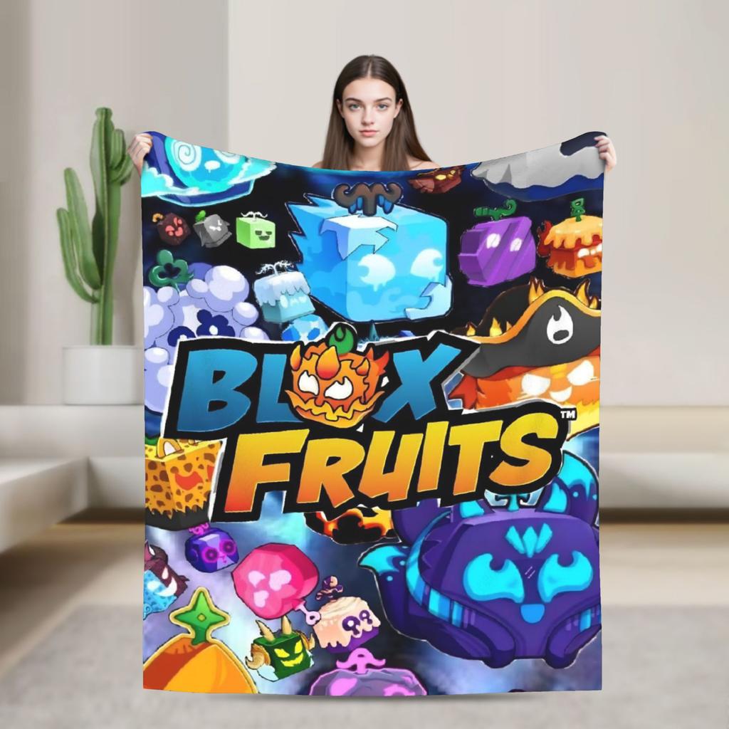 Warm Blanket Travel B-Blox Kitsune Fruits Throw Blanket  Flannel Bedspread For Outdoor Graphic Sofa Bed Cover