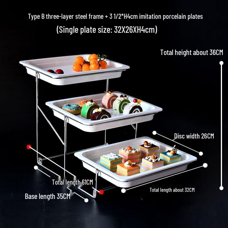 Nierxin 3-Tier Melamine Buffet Serving Platter with Clear Dome Lids
