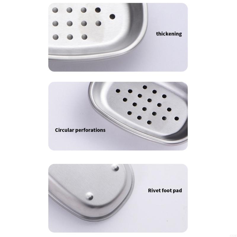 Stainless Steel Soap Dish Holder Double Layer Designs Portable Storage Box Soap Organized for Bathroom and Kitchen 6XDE