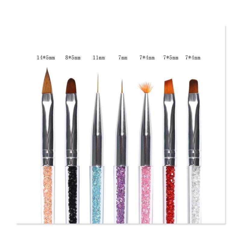 7pcs Nail Brushes Crystal Diamond Drawing Pen Nail Brush Crystal Carving Nail Art Pen