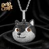 Hip-hop Styled Real Gold Electroplated Copper Inlaid Zircon Dog Head Pendant Necklace