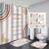 Colourful Rainbow Cube Shower Curtain Set And Bath Rugs Set Vibrant Pattern Bathroom Shower Curtains Set For Bathroom Home Decor