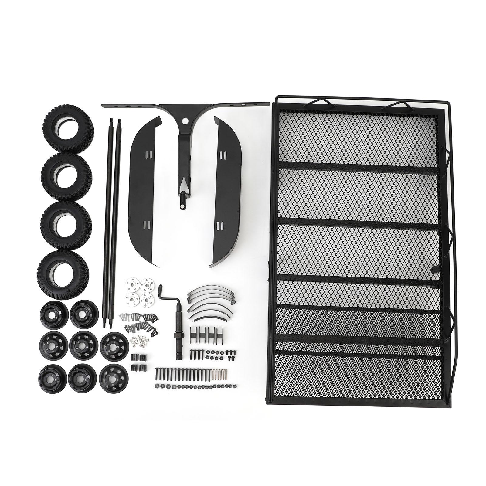 

RC Car Trailer All Metal Structure Large Capacity with 4 Anti Skid Tires 110 RC Car Trailer for