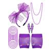 Halloween 80s Fancy Party Costume Set Lace Headband Neon Earrings Fingerless Fishnet Gloves Accessories Women Clothing Typical