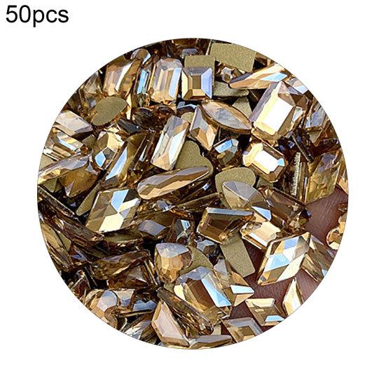 50Pcs/Bag Nail Art Rhinestone 3D Geometric Shaped Nails Decorations Glitter Manicure Accessories