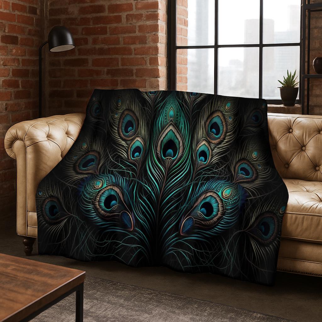 Exquisite Peacock Bird Animal Flannel Blanket Soft Warm Blanket for Bedroom Room Living Room Office Travel Camping Picnic Gift