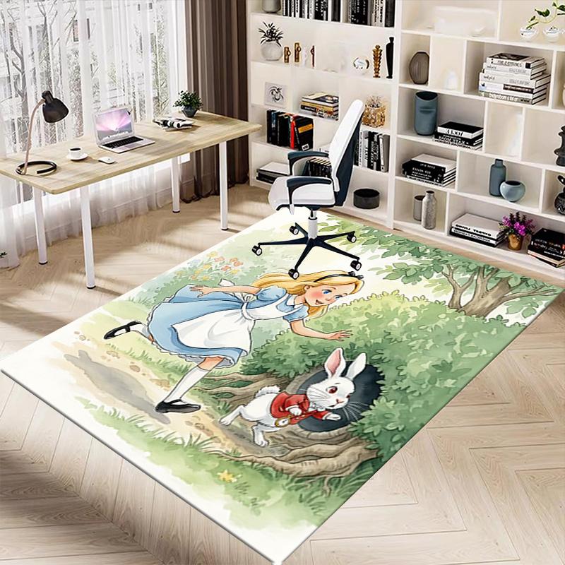 1pc Alice Rabbit Carpet for Playroom Bedroom Living Room Sofa Home Decor,kids Game Area Rug Non-slip Floor Mat Y728104