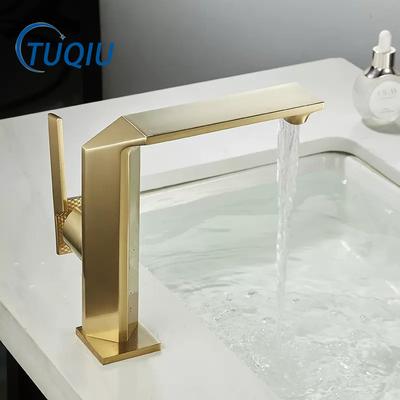 Tuqiu Brushed Gold Bathroom Faucet Black Basin Faucets Hot Cold Sink Faucet Water Mixer Crane Deck Mounted  Bathroom Tap