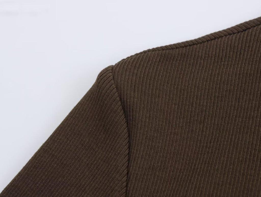 Autumn 2024 Women's European & American Style Poplin Short Sleeve Stand Collar Dress