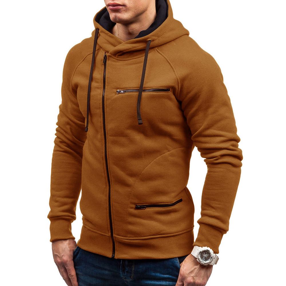 Men's Autumn Casual Solid Long Sleeve Hoodie Sweatshirt Top Outwear