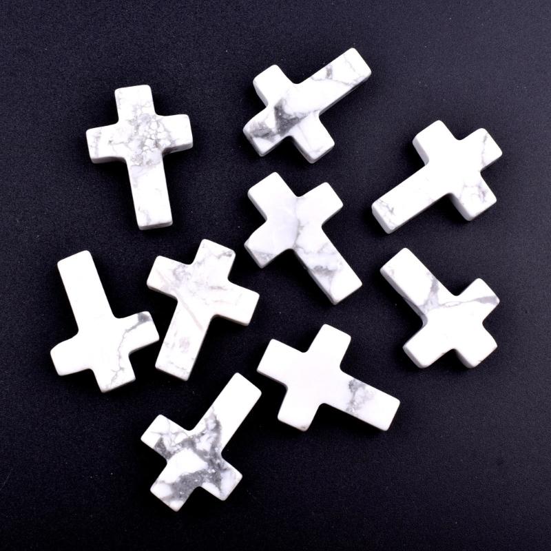 Pack of 19 Crystal Crosses Charm Holeless Design Natural Energy Enhancers for Meditations Home Office Desk Decors Craft