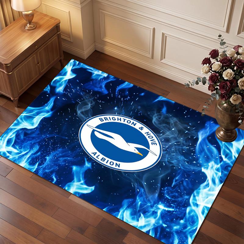Brighton & Hove Albion Football Print Crystal Velvet Rug, Comfortable Water Absorbent Non Slip Indoor Floor Carpet