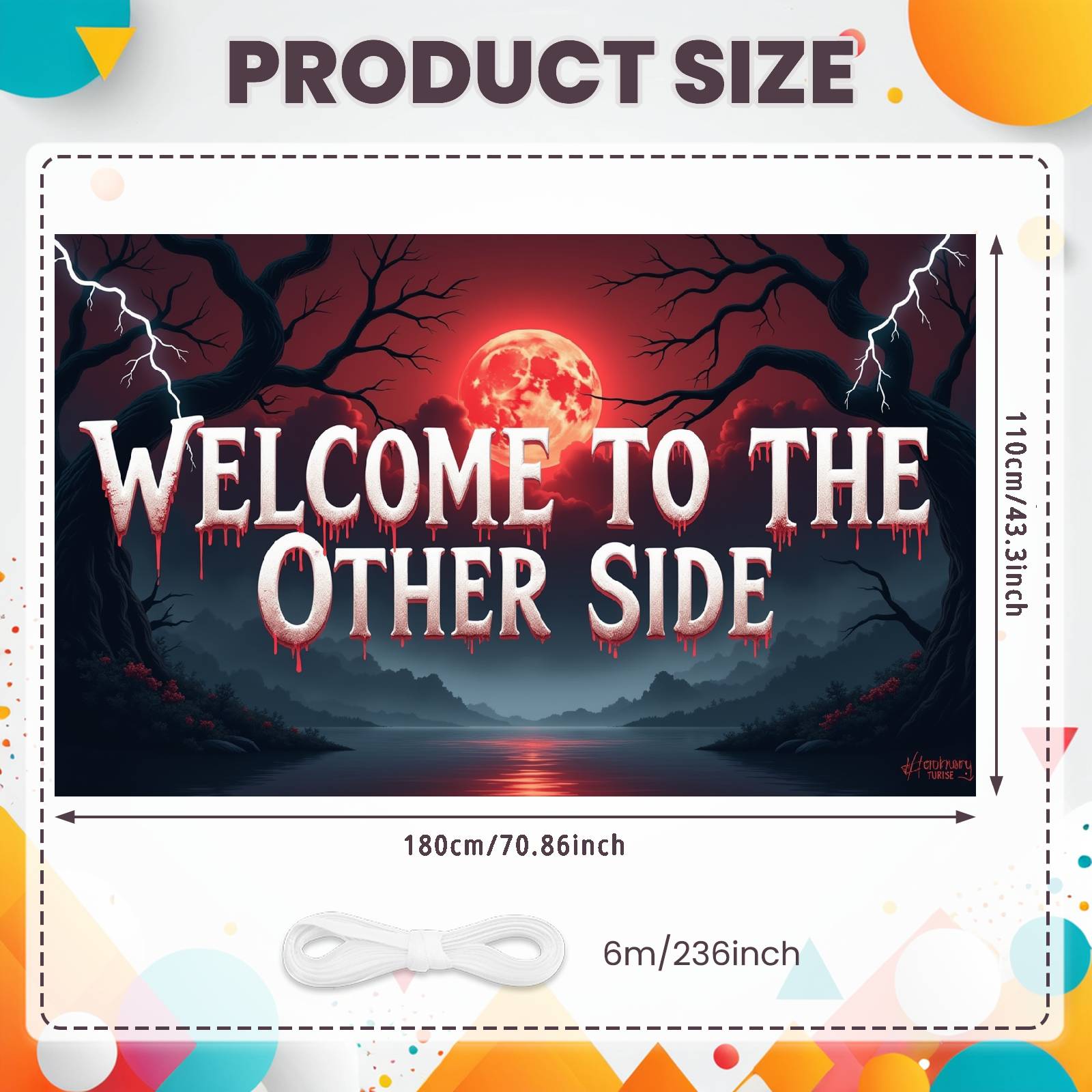 

Event Banner Gloomy Atmosphere Spooky Backdrop Creepy Display Dark Red Color Welcome To The Other Side Banner For Halloween