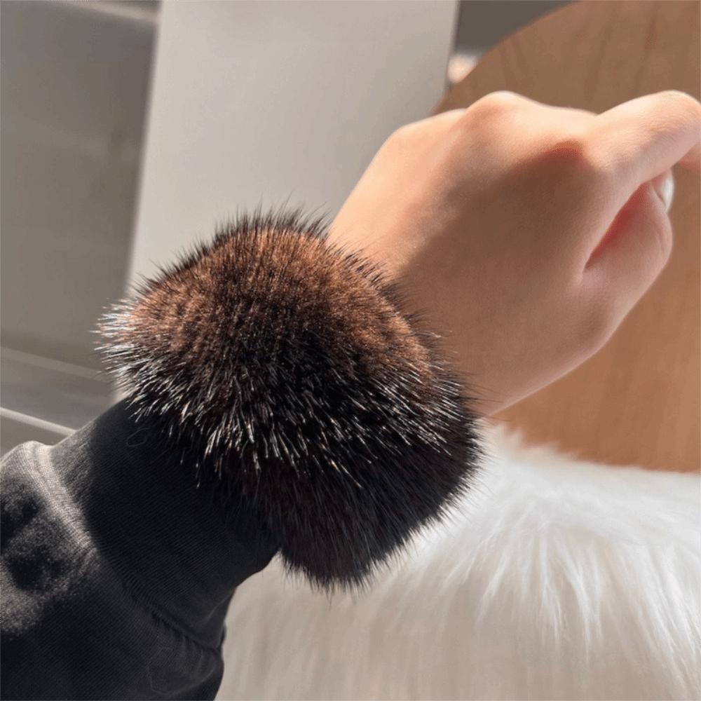 Fashion Cute Mink Fur Cuffs Warm Hand Arm Warmer Wristbands Accessories