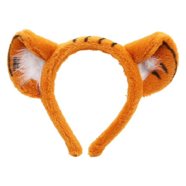 

Plush Animal Tiger Ears Headband with Cartoon Pattern Fluffy Cosplay Headdress