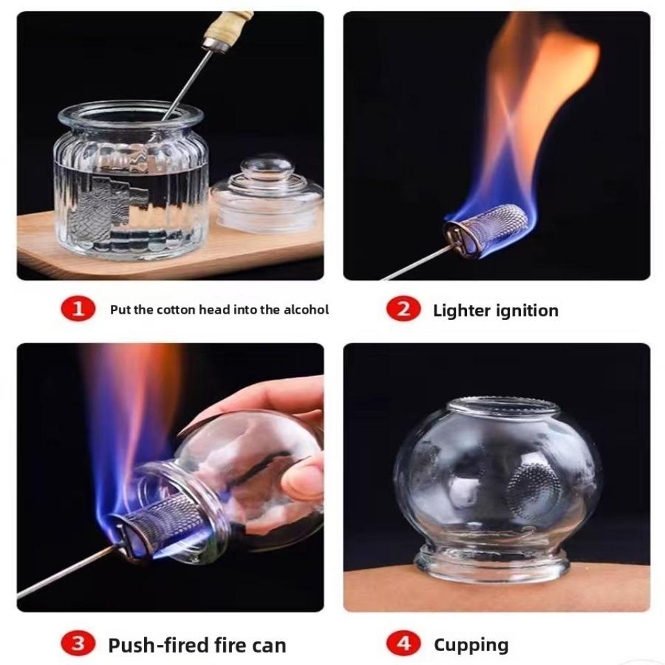 New Type Acupuncture Cupping Massage Igniter Vacuum Bamboo Glass Cupping Cups Massage Cotton Ball Bottle Tools