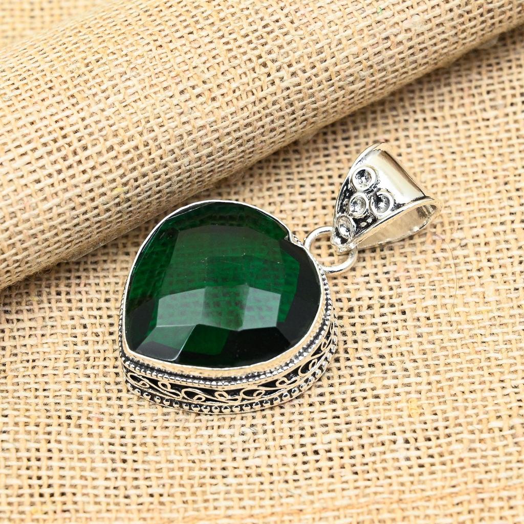 Chrome Diopside Gemstone 925 Solid Sterling Silver Handmade Jewelry Exquisite Pendant For Women