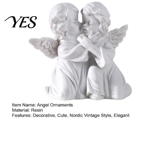Fine Texture Gypsum Art Resin Cherubs Figurine, White Angel Statue, Garden Praying Cherub Sculpture, Shelf Decor Indoor Outdoor Home Decoration, Cute