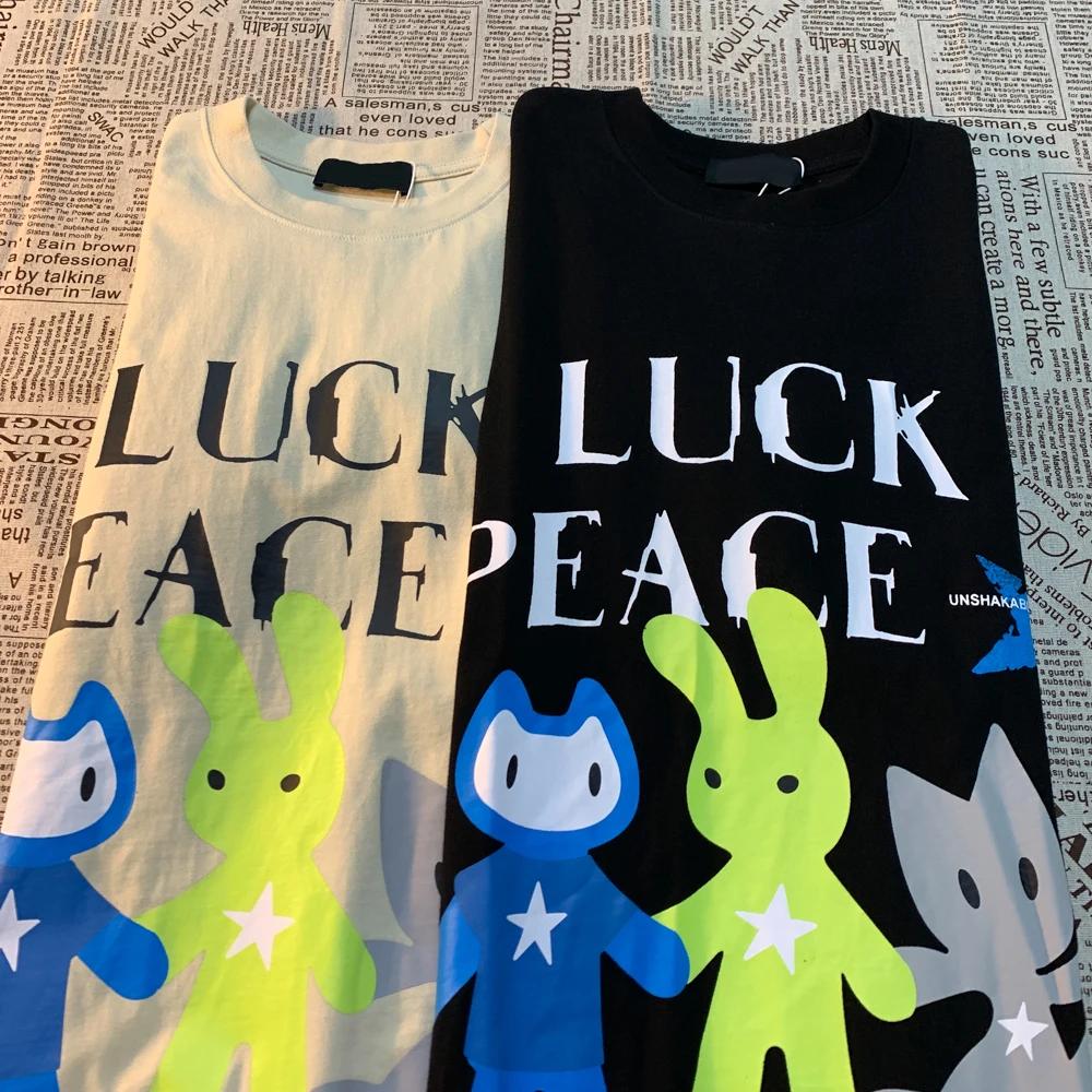 American Retro Letter Graffiti Print Funny Short Sleeved T-shirt For Men Women Loose And Versatile Street Couple Half Sleeved