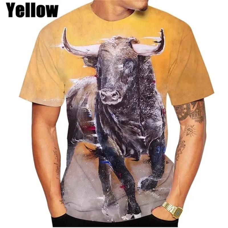Hot Sale 3D Printing Bull Graphic T Shirts Short-sleeved Round Neck Men's Tee Tops Clothing Plus Size Streetwear Tshirt