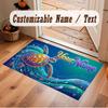 Octopus Sea Life Theme Crystal Velvet Floor Rug Personalized Custom Name Text Warm Carpet Home Decoration