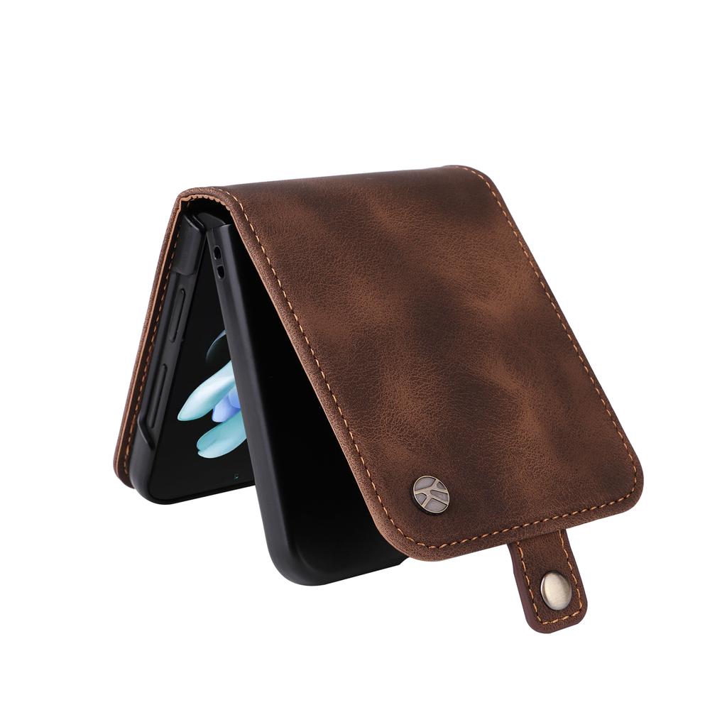 YIKATU YK-002 For Samsung Galaxy Z Flip6 5G Case Card Holders PU Leather Skin-touch Phone Cover