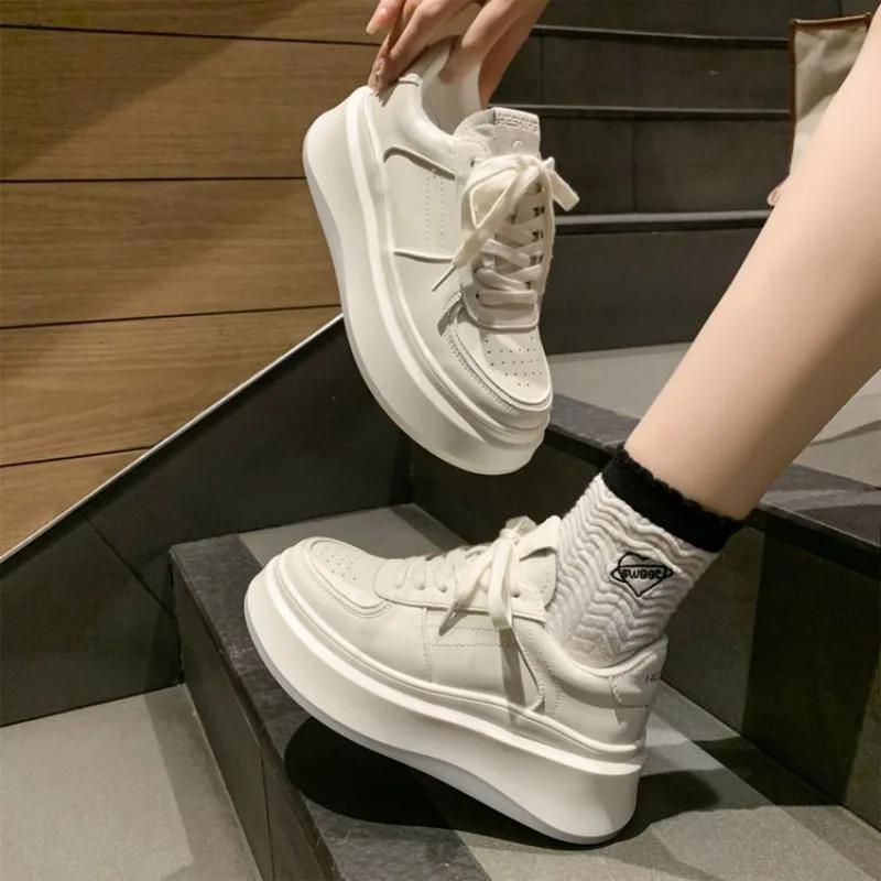 Modă Pantofi Noi de Skateboard pentru Femei Adidași Albi Adidași cu Platformă Femei Pantofi Vulcanizați din Piele pentru Femei Primăvară Tenis Femme