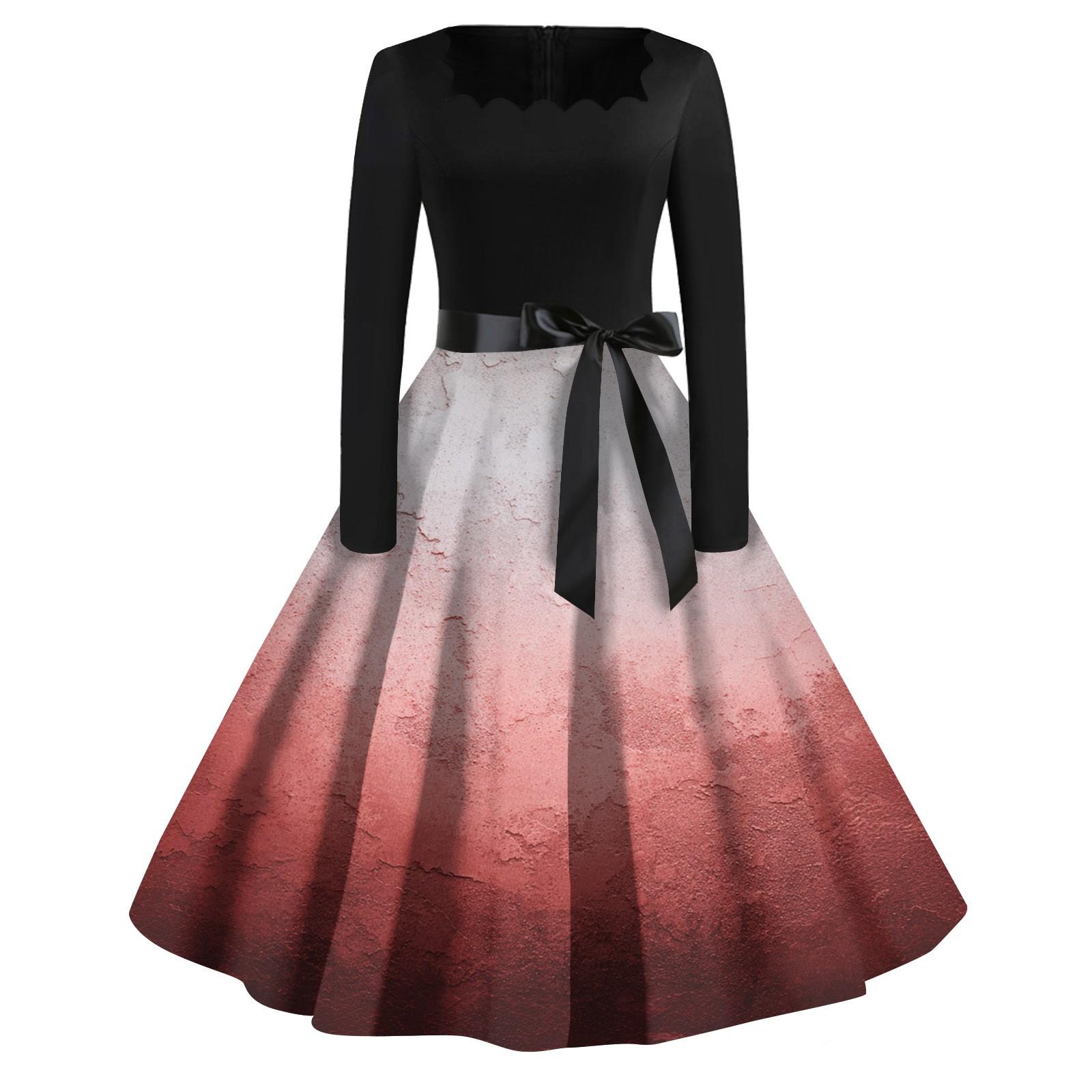 

Women s Casual Fashion Halloween Printed Square Neck Vintage Dress XXXL