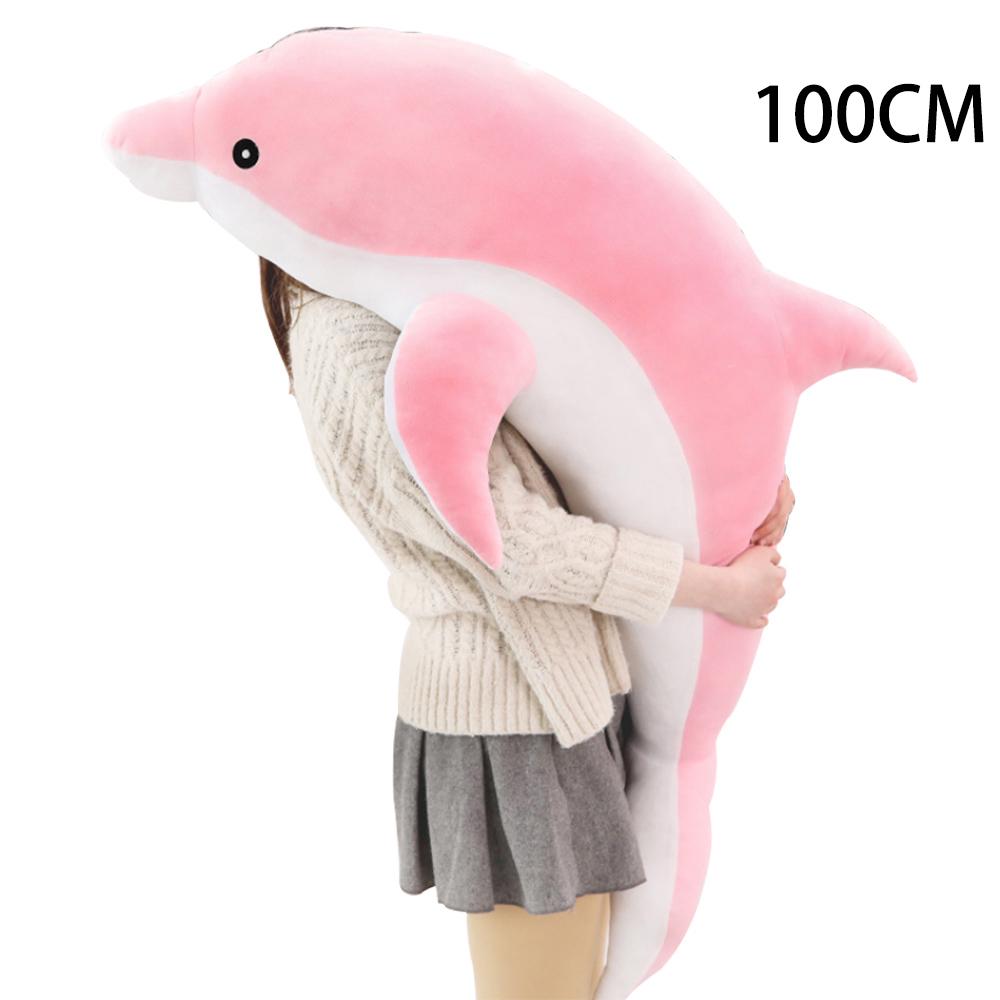 Soft Plush Toy Cute Large Dolphin Shape Comfortable Multifunction Portable Stuffed Plush Animal