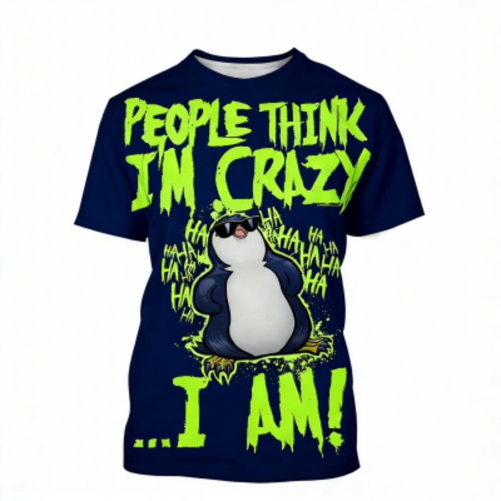

Fashion Men s T-shirt Crazy Penguin 3D Print Men s Short Sleeves T-Shirt Loose Casual Summer Outdoor Street Men s and Women s Tees Tops XXS