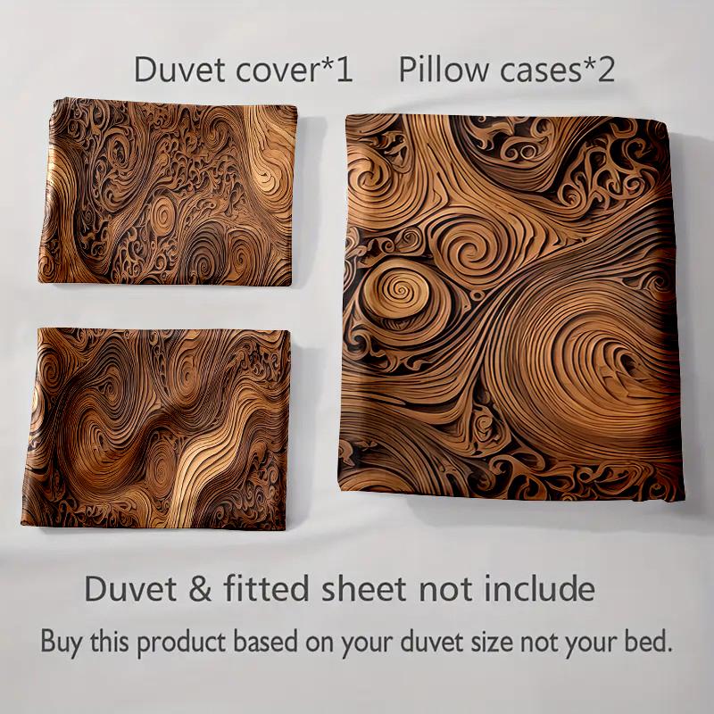 Swirled, Wooden, Textured Bedding Duvet Cover Sets Duvet Covers Pillowcases Gifts (1 * Duvet Cover 2 * Pillowcases, Without Duvet Insert)