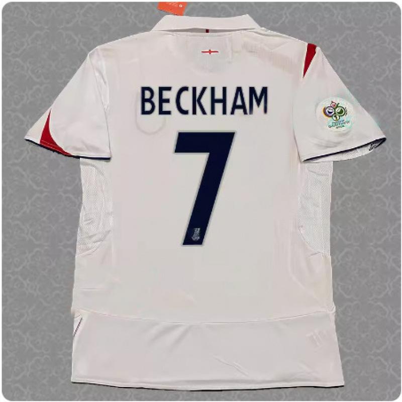 2006 England jersey home No. 7 Beckham long-sleeved football jersey retro 06 World Cup 4 Gerrard