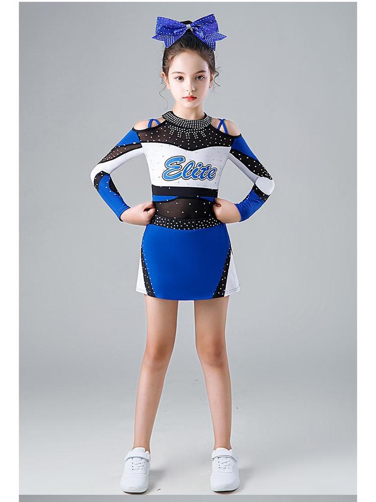Girls' Long Sleeve Cheerleading Performance Costume for Competitions