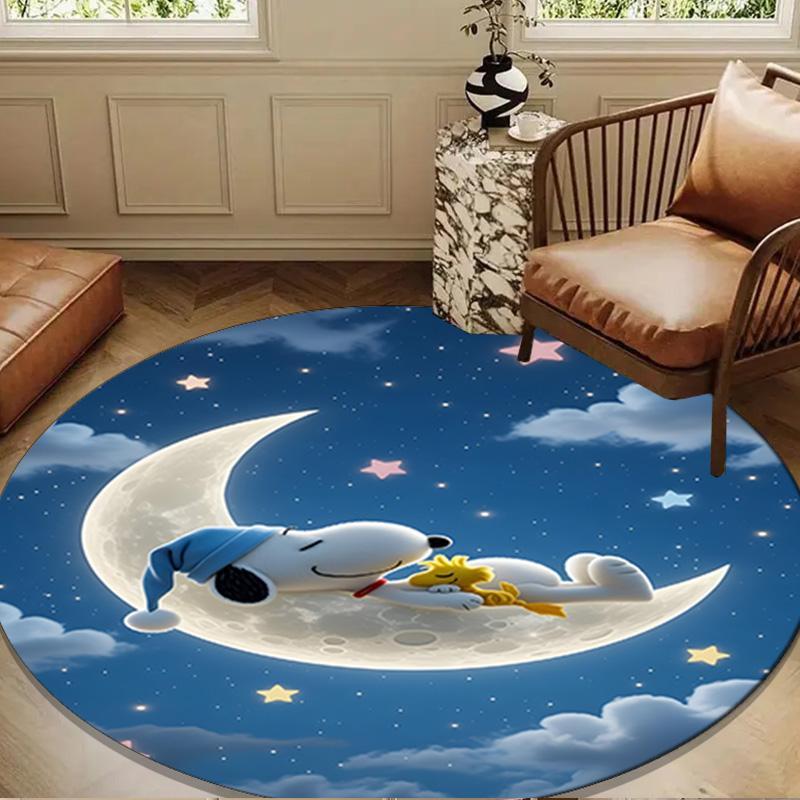 Snoo-dog Dreams On The Moon Round Rug for Livingroom,Bedroom, Palyroom, Chair Rug, Area rug, Circle Carpet, Large Size Fan Christmas gift